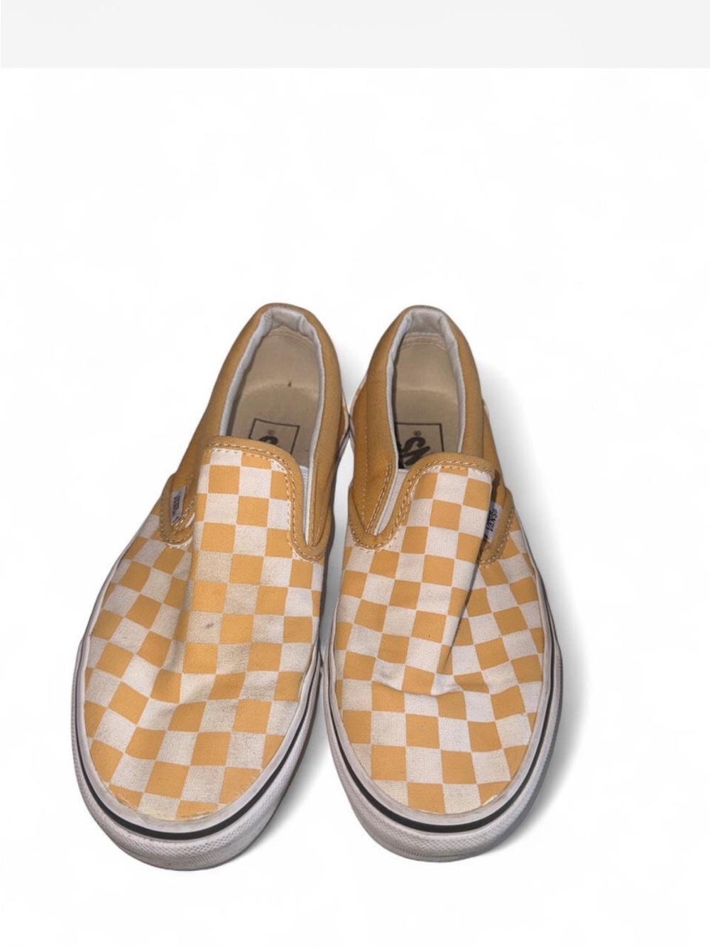Vans  Checkerboard Slip-On Sneakers in Yellow and White - Picture 2 of 5